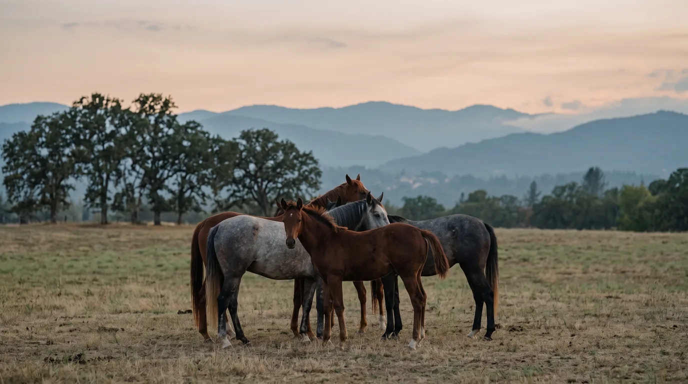 Chevaux en liberté, Domaine des Lauzes, Drôme